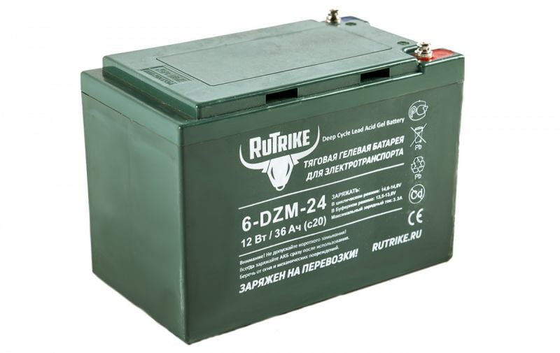 Тяговый гелевый аккумулятор RuTrike 6-DZM-24 (12V24A/H C2) Тяговый гелевый аккумулятор RuTrike 6-DZM-24 (12V24A/H C2)
